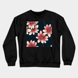 Floral Seamless Tile Design - Pink Flowers Crewneck Sweatshirt